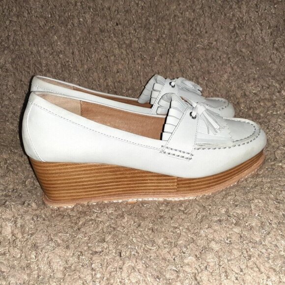 MATIKO-Pale Blue Nubuck Suede-Platform Kiltie Style Loafer/Tassles-Sz 6-Excellen - Picture 3 of 6